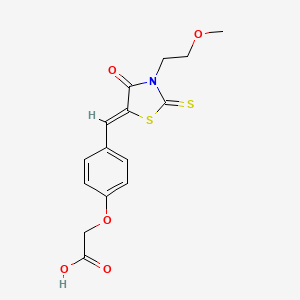 molecular formula C15H15NO5S2 B5179860 (4-{[3-(2-methoxyethyl)-4-oxo-2-thioxo-1,3-thiazolidin-5-ylidene]methyl}phenoxy)acetic acid 