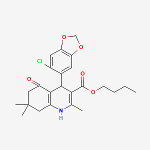 molecular formula C24H28ClNO5 B5179870 butyl 4-(6-chloro-1,3-benzodioxol-5-yl)-2,7,7-trimethyl-5-oxo-1,4,5,6,7,8-hexahydro-3-quinolinecarboxylate 