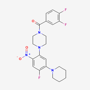 molecular formula C22H23F3N4O3 B5179880 1-(3,4-difluorobenzoyl)-4-[4-fluoro-2-nitro-5-(1-piperidinyl)phenyl]piperazine 