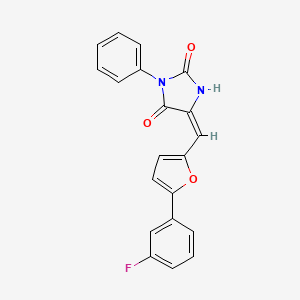 molecular formula C20H13FN2O3 B5179939 5-{[5-(3-fluorophenyl)-2-furyl]methylene}-3-phenyl-2,4-imidazolidinedione 
