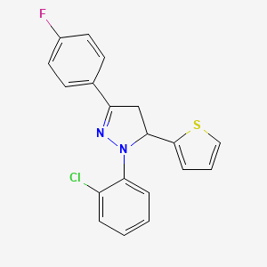 molecular formula C19H14ClFN2S B5179952 1-(2-chlorophenyl)-3-(4-fluorophenyl)-5-(2-thienyl)-4,5-dihydro-1H-pyrazole 