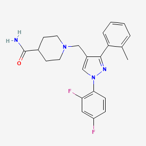 molecular formula C23H24F2N4O B5179986 1-{[1-(2,4-difluorophenyl)-3-(2-methylphenyl)-1H-pyrazol-4-yl]methyl}-4-piperidinecarboxamide 