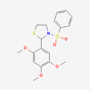 molecular formula C18H21NO5S2 B5179995 3-(phenylsulfonyl)-2-(2,4,5-trimethoxyphenyl)-1,3-thiazolidine 