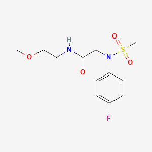 molecular formula C12H17FN2O4S B5180014 N~2~-(4-fluorophenyl)-N~1~-(2-methoxyethyl)-N~2~-(methylsulfonyl)glycinamide 