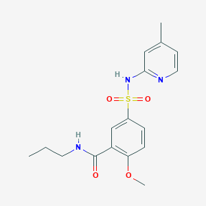 molecular formula C17H21N3O4S B5180061 2-methoxy-5-{[(4-methyl-2-pyridinyl)amino]sulfonyl}-N-propylbenzamide 