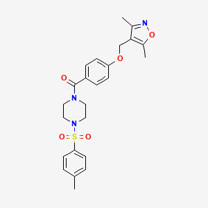 molecular formula C24H27N3O5S B5180080 1-{4-[(3,5-dimethyl-4-isoxazolyl)methoxy]benzoyl}-4-[(4-methylphenyl)sulfonyl]piperazine 