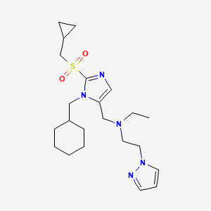 molecular formula C22H35N5O2S B5180104 ({1-(cyclohexylmethyl)-2-[(cyclopropylmethyl)sulfonyl]-1H-imidazol-5-yl}methyl)ethyl[2-(1H-pyrazol-1-yl)ethyl]amine 