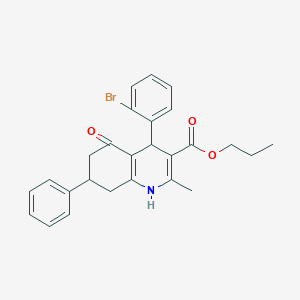 molecular formula C26H26BrNO3 B5180126 propyl 4-(2-bromophenyl)-2-methyl-5-oxo-7-phenyl-1,4,5,6,7,8-hexahydro-3-quinolinecarboxylate 