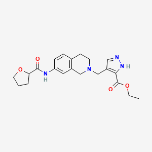 molecular formula C21H26N4O4 B5180173 ethyl 4-{[7-[(tetrahydro-2-furanylcarbonyl)amino]-3,4-dihydro-2(1H)-isoquinolinyl]methyl}-1H-pyrazole-3-carboxylate 