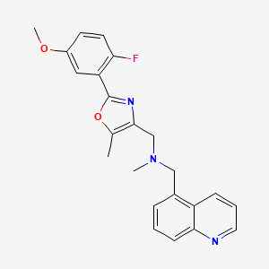 molecular formula C23H22FN3O2 B5180216 1-[2-(2-fluoro-5-methoxyphenyl)-5-methyl-1,3-oxazol-4-yl]-N-methyl-N-(5-quinolinylmethyl)methanamine 