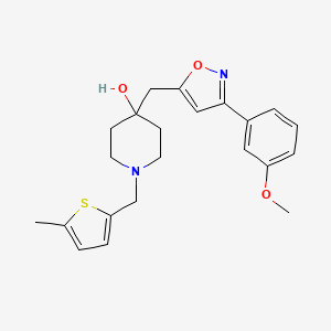 molecular formula C22H26N2O3S B5180261 4-{[3-(3-methoxyphenyl)-5-isoxazolyl]methyl}-1-[(5-methyl-2-thienyl)methyl]-4-piperidinol 
