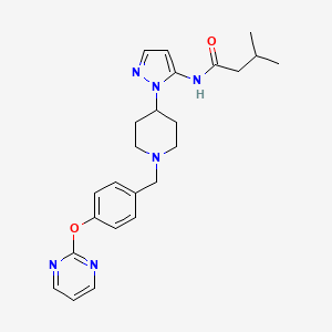 molecular formula C24H30N6O2 B5180271 3-methyl-N-(1-{1-[4-(2-pyrimidinyloxy)benzyl]-4-piperidinyl}-1H-pyrazol-5-yl)butanamide 