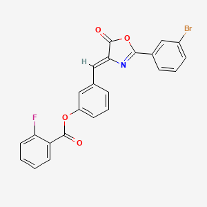 molecular formula C23H13BrFNO4 B5180282 3-{[2-(3-bromophenyl)-5-oxo-1,3-oxazol-4(5H)-ylidene]methyl}phenyl 2-fluorobenzoate 