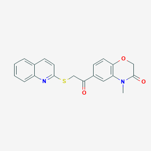 molecular formula C20H16N2O3S B5180340 4-methyl-6-[(2-quinolinylthio)acetyl]-2H-1,4-benzoxazin-3(4H)-one 