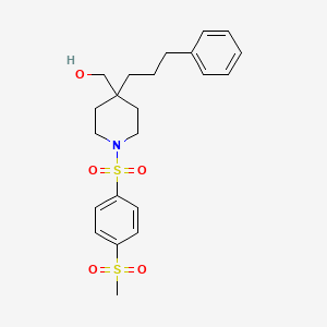 molecular formula C22H29NO5S2 B5180346 [1-{[4-(methylsulfonyl)phenyl]sulfonyl}-4-(3-phenylpropyl)-4-piperidinyl]methanol 