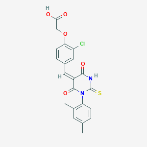 molecular formula C21H17ClN2O5S B5180459 (2-chloro-4-{[1-(2,4-dimethylphenyl)-4,6-dioxo-2-thioxotetrahydro-5(2H)-pyrimidinylidene]methyl}phenoxy)acetic acid 