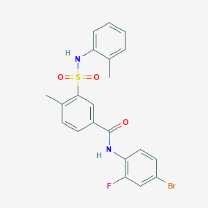 molecular formula C21H18BrFN2O3S B5180500 N-(4-bromo-2-fluorophenyl)-4-methyl-3-{[(2-methylphenyl)amino]sulfonyl}benzamide 