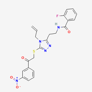 molecular formula C22H20FN5O4S B5180523 N-[2-(4-allyl-5-{[2-(3-nitrophenyl)-2-oxoethyl]thio}-4H-1,2,4-triazol-3-yl)ethyl]-2-fluorobenzamide 