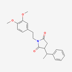 molecular formula C22H25NO4 B5180536 1-[2-(3,4-dimethoxyphenyl)ethyl]-3-(1-phenylethyl)-2,5-pyrrolidinedione 