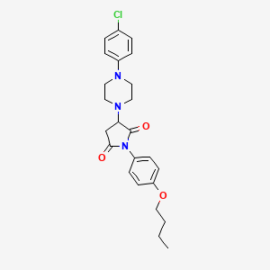 molecular formula C24H28ClN3O3 B5180543 1-(4-butoxyphenyl)-3-[4-(4-chlorophenyl)-1-piperazinyl]-2,5-pyrrolidinedione 