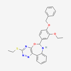 molecular formula C27H26N4O3S B5180573 6-[4-(benzyloxy)-3-ethoxyphenyl]-3-(ethylthio)-6,7-dihydro[1,2,4]triazino[5,6-d][3,1]benzoxazepine 
