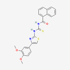 molecular formula C23H19N3O3S2 B5180632 N-({[4-(3,4-dimethoxyphenyl)-1,3-thiazol-2-yl]amino}carbonothioyl)-1-naphthamide 
