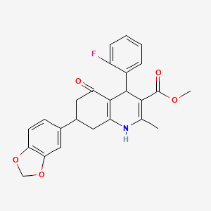 molecular formula C25H22FNO5 B5180679 methyl 7-(1,3-benzodioxol-5-yl)-4-(2-fluorophenyl)-2-methyl-5-oxo-1,4,5,6,7,8-hexahydro-3-quinolinecarboxylate CAS No. 5787-14-4