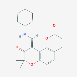 molecular formula C21H23NO4 B5180708 10-[(cyclohexylamino)methylene]-8,8-dimethyl-2H,8H-pyrano[2,3-f]chromene-2,9(10H)-dione 