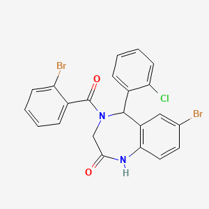 molecular formula C22H15Br2ClN2O2 B5180713 7-bromo-4-(2-bromobenzoyl)-5-(2-chlorophenyl)-1,3,4,5-tetrahydro-2H-1,4-benzodiazepin-2-one 