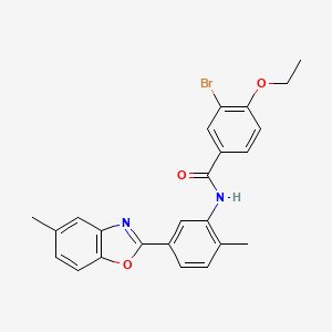 molecular formula C24H21BrN2O3 B5180738 3-bromo-4-ethoxy-N-[2-methyl-5-(5-methyl-1,3-benzoxazol-2-yl)phenyl]benzamide 