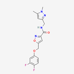molecular formula C17H16F2N4O3 B5180760 5-[(3,4-difluorophenoxy)methyl]-N-[(1,5-dimethyl-1H-pyrazol-3-yl)methyl]-3-isoxazolecarboxamide 