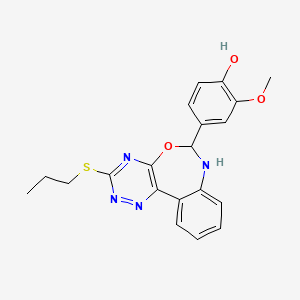 molecular formula C20H20N4O3S B5180772 2-methoxy-4-[3-(propylthio)-6,7-dihydro[1,2,4]triazino[5,6-d][3,1]benzoxazepin-6-yl]phenol 