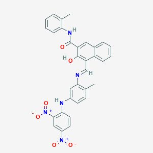 molecular formula C32H25N5O6 B5180797 4-[({5-[(2,4-dinitrophenyl)amino]-2-methylphenyl}imino)methyl]-3-hydroxy-N-(2-methylphenyl)-2-naphthamide 