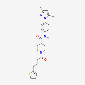 molecular formula C25H30N4O2S B5180823 N-[4-(3,5-dimethyl-1H-pyrazol-1-yl)phenyl]-1-[4-(2-thienyl)butanoyl]-4-piperidinecarboxamide 