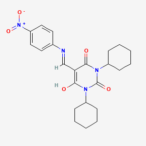 molecular formula C23H28N4O5 B5180850 1,3-dicyclohexyl-5-{[(4-nitrophenyl)amino]methylene}-2,4,6(1H,3H,5H)-pyrimidinetrione 