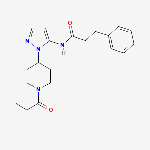 molecular formula C21H28N4O2 B5180872 N-[1-(1-isobutyryl-4-piperidinyl)-1H-pyrazol-5-yl]-3-phenylpropanamide 
