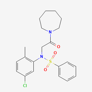 molecular formula C21H25ClN2O3S B5180912 N-[2-(1-azepanyl)-2-oxoethyl]-N-(5-chloro-2-methylphenyl)benzenesulfonamide 