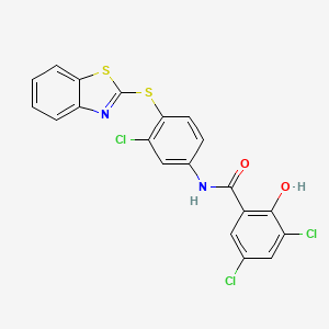molecular formula C20H11Cl3N2O2S2 B5180972 N-[4-(1,3-benzothiazol-2-ylthio)-3-chlorophenyl]-3,5-dichloro-2-hydroxybenzamide 