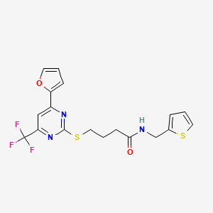 molecular formula C18H16F3N3O2S2 B5180993 4-{[4-(2-furyl)-6-(trifluoromethyl)-2-pyrimidinyl]thio}-N-(2-thienylmethyl)butanamide 