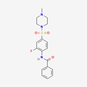 molecular formula C18H20FN3O3S B5181086 N-{2-fluoro-4-[(4-methyl-1-piperazinyl)sulfonyl]phenyl}benzamide 