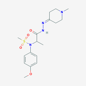 molecular formula C17H26N4O4S B5181142 N-(4-methoxyphenyl)-N-{1-methyl-2-[2-(1-methyl-4-piperidinylidene)hydrazino]-2-oxoethyl}methanesulfonamide 