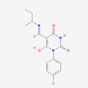 molecular formula C15H16ClN3O3 B5181162 5-[(sec-butylamino)methylene]-1-(4-chlorophenyl)-2,4,6(1H,3H,5H)-pyrimidinetrione 