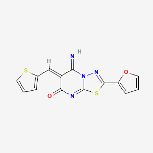 molecular formula C14H8N4O2S2 B5181221 2-(2-furyl)-5-imino-6-(2-thienylmethylene)-5,6-dihydro-7H-[1,3,4]thiadiazolo[3,2-a]pyrimidin-7-one 