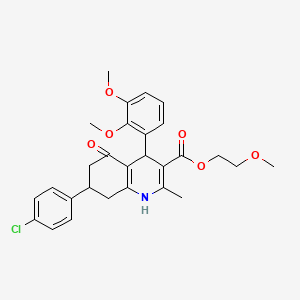 molecular formula C28H30ClNO6 B5181239 2-methoxyethyl 7-(4-chlorophenyl)-4-(2,3-dimethoxyphenyl)-2-methyl-5-oxo-1,4,5,6,7,8-hexahydro-3-quinolinecarboxylate 