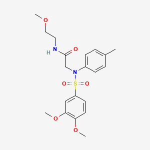 molecular formula C20H26N2O6S B5181297 N~2~-[(3,4-dimethoxyphenyl)sulfonyl]-N~1~-(2-methoxyethyl)-N~2~-(4-methylphenyl)glycinamide 