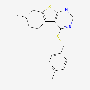 molecular formula C19H20N2S2 B5181335 7-methyl-4-[(4-methylbenzyl)thio]-5,6,7,8-tetrahydro[1]benzothieno[2,3-d]pyrimidine 