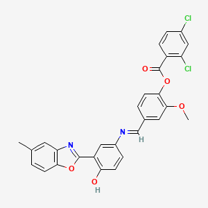 4-({[4-hydroxy-3-(5-methyl-1,3-benzoxazol-2-yl)phenyl]imino}methyl)-2-methoxyphenyl 2,4-dichlorobenzoate