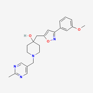 molecular formula C22H26N4O3 B5181382 4-{[3-(3-methoxyphenyl)-5-isoxazolyl]methyl}-1-[(2-methyl-5-pyrimidinyl)methyl]-4-piperidinol 