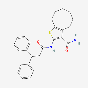 molecular formula C26H28N2O2S B5181389 2-[(3,3-diphenylpropanoyl)amino]-4,5,6,7,8,9-hexahydrocycloocta[b]thiophene-3-carboxamide 