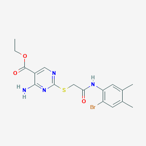 molecular formula C17H19BrN4O3S B5181393 ethyl 4-amino-2-({2-[(2-bromo-4,5-dimethylphenyl)amino]-2-oxoethyl}thio)-5-pyrimidinecarboxylate 